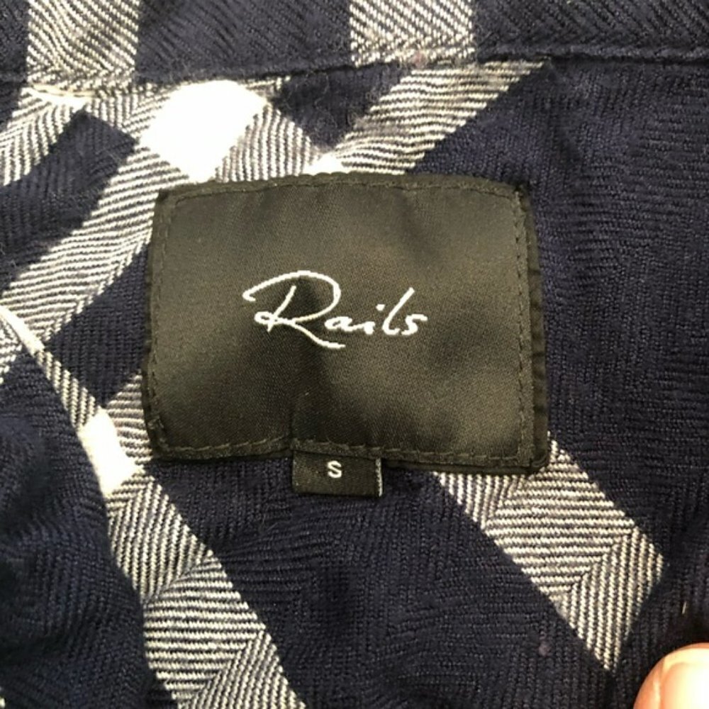 Rails Cadet Navy & White PJ Plaid Flannel Top S - Picture 3 of 5